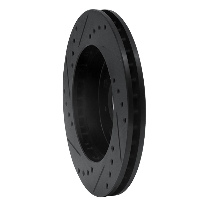 Mitsubishi Lancer Brake Rotor (1) - Front Right - R1 Concepts - Drilled & Slotted - Black - `98-`07